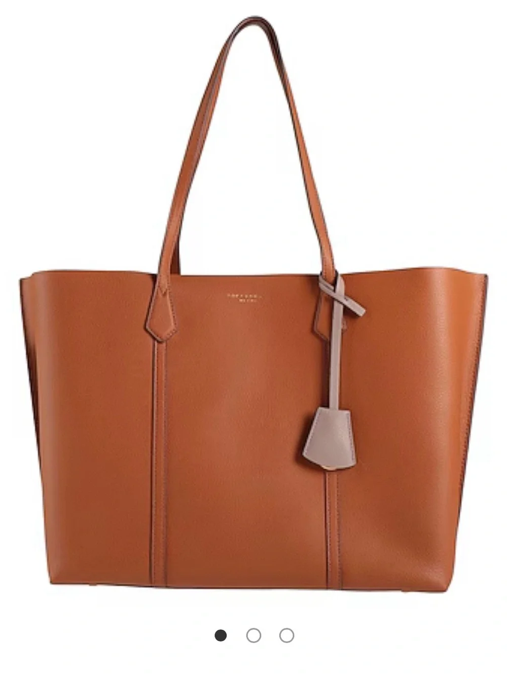 Tory Burch Cognac Leather Tote with Contrast Tag